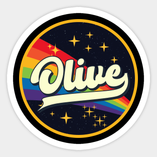 Olive // Rainbow In Space Vintage Style Sticker